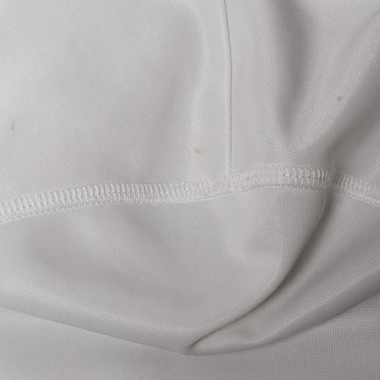 Pre Owned Prada White Jersey Button Front Silk Trimmed Blouse L