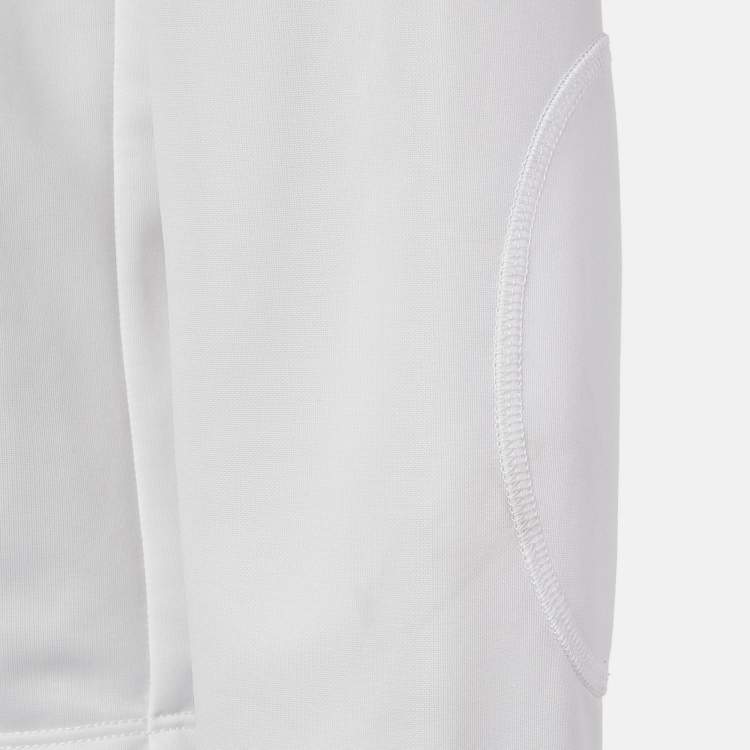 Pre Owned Prada White Jersey Button Front Silk Trimmed Blouse L