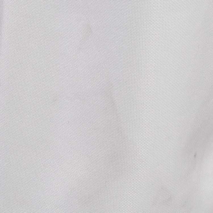 Pre Owned Prada White Jersey Button Front Silk Trimmed Blouse L