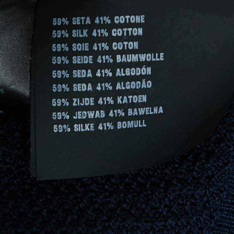 Pre Owned Prada Navy Blue Pinhole Pattern Silk and Cotton Sweater S