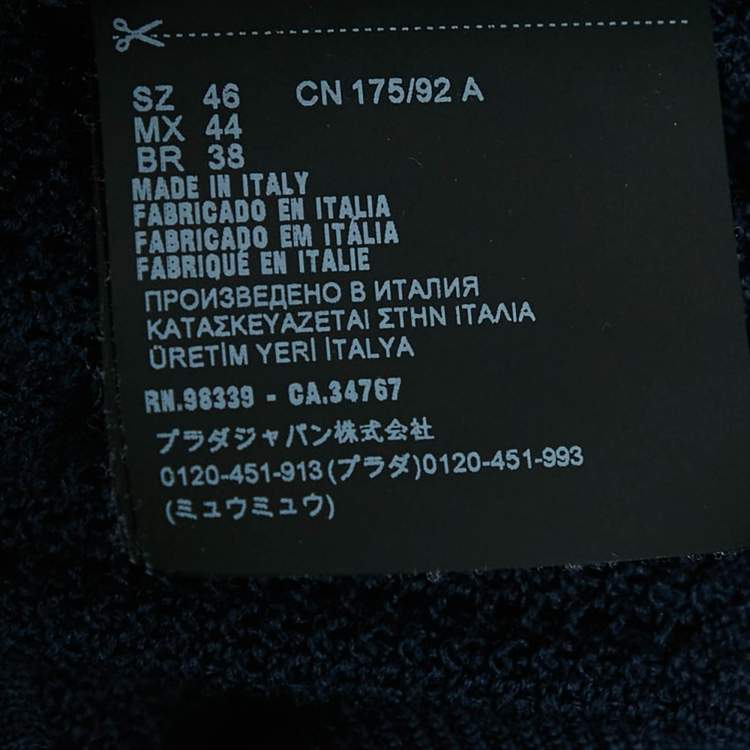 Pre Owned Prada Navy Blue Pinhole Pattern Silk and Cotton Sweater S