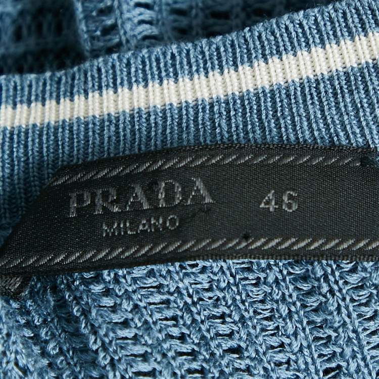 Pre Owned  Prada Blue Silk and Cotton Crew Neck Sweater S
