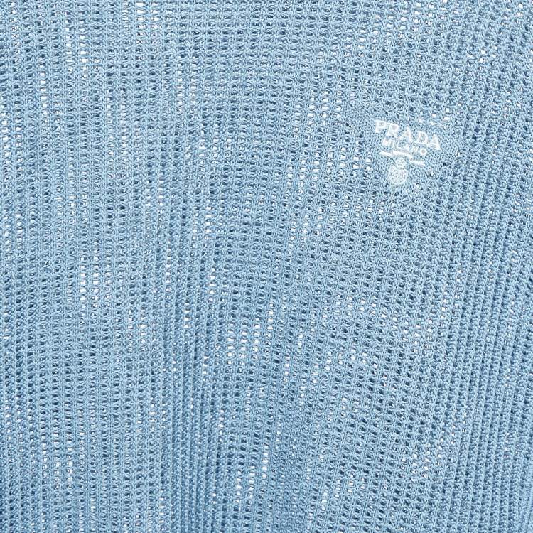 Pre Owned  Prada Blue Silk and Cotton Crew Neck Sweater S