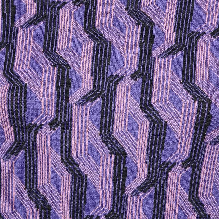 Pre Owned Prada Purple Patterned Knit Wool Turtle Neck Pullover M