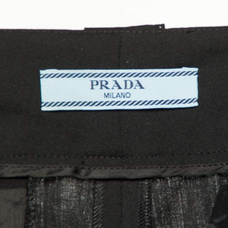 Pre Owned Prada Black Wool Pocket Detail Cargo Shorts M