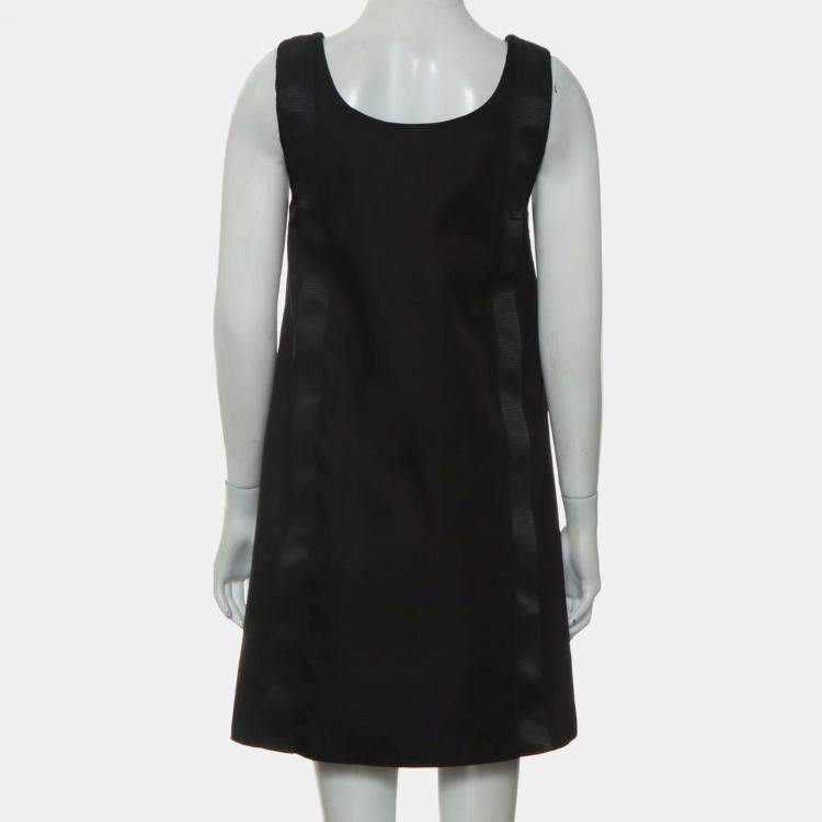 Pre Owned Prada Black Polyamide Re-Nylon Logo-Plaque Mini Dress IT Women 36