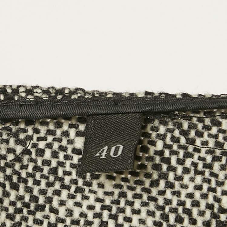 Pre Owned Prada Black/White Wool Flared Mini Skirt S