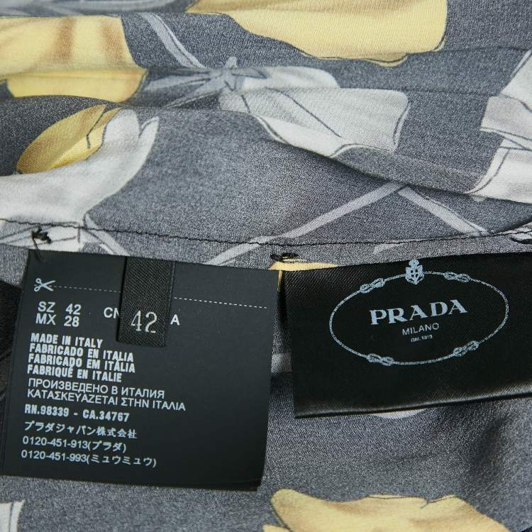 Pre Owned Prada Black Floral Print Silk Sleeveless Adjustable Waist Midi Dress M