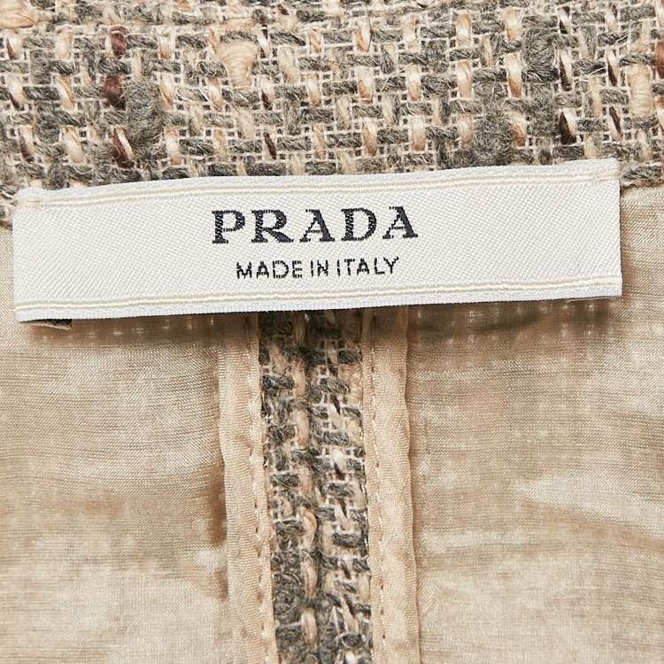 Pre Owned Prada Beige Tweed Skirt Suit S