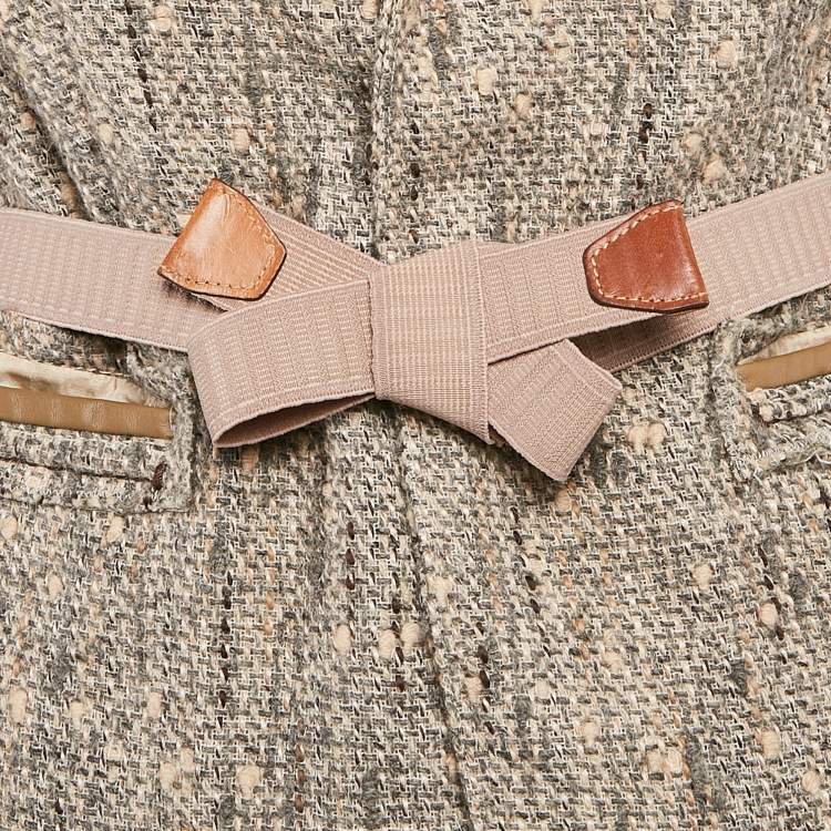 Pre Owned Prada Beige Tweed Skirt Suit S