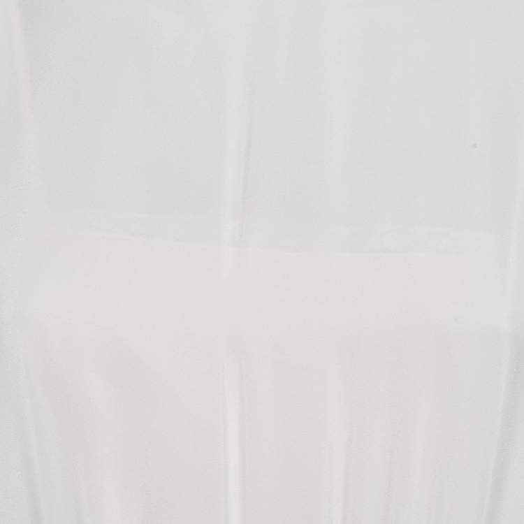 Pre Owned Prada White Silk Pleated Maxi Dress M