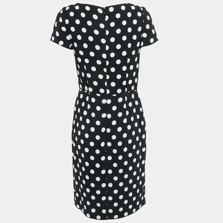 Pre Owned Prada Black Polka Dot Print Crepe Short Dress M