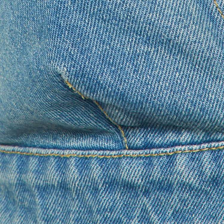 Pre Owned Prada Blue Denim Triangle Patterned Bralette Top S 