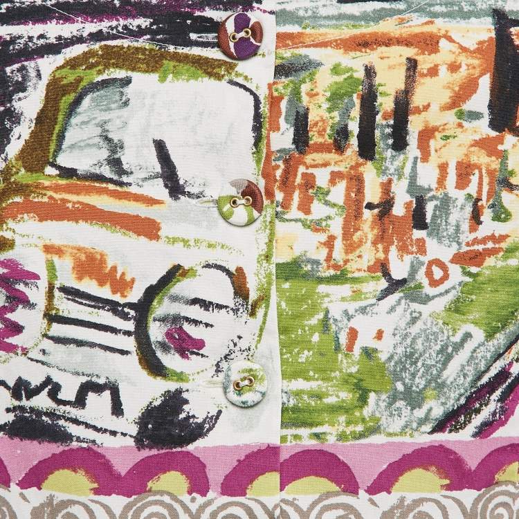 Pre Owned Prada Multicolor Printed Cotton Mini Dress S