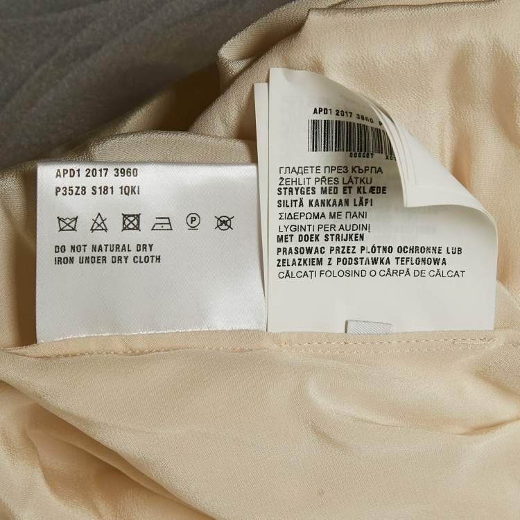 Pre Owned Prada Light Grey Plisse Organza Jabot Detail Dress M
