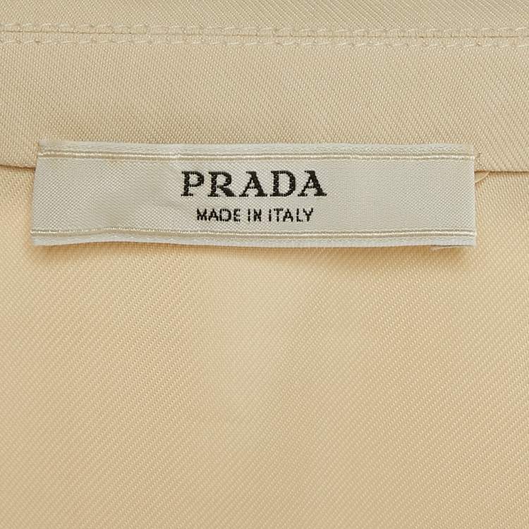 Pre Owned Prada Light Beige Gabardine Belted Coat M