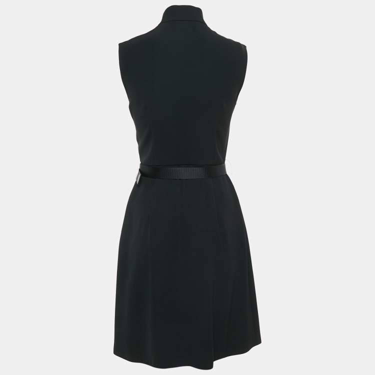 مملوكة مسبقًا Prada Black Crepe Sleeveless High-Neck Mini Dress S