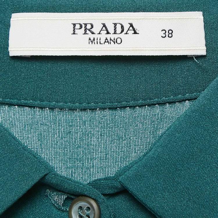 Pre Owned Prada Green Jersey Button Front Shirt S