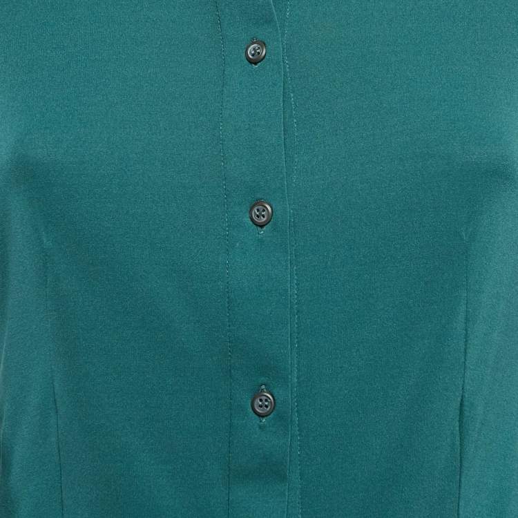 Pre Owned Prada Green Jersey Button Front Shirt S