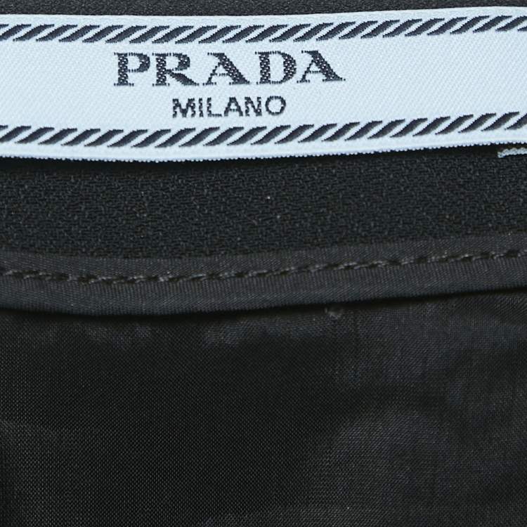 Pre Owned Prada Black Crystal Studded Crepe Mini Skirt S