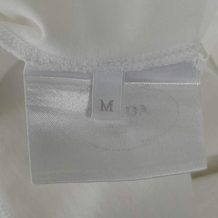 Pre Owned Prada White Cotton Floral Applique T-Shirt M