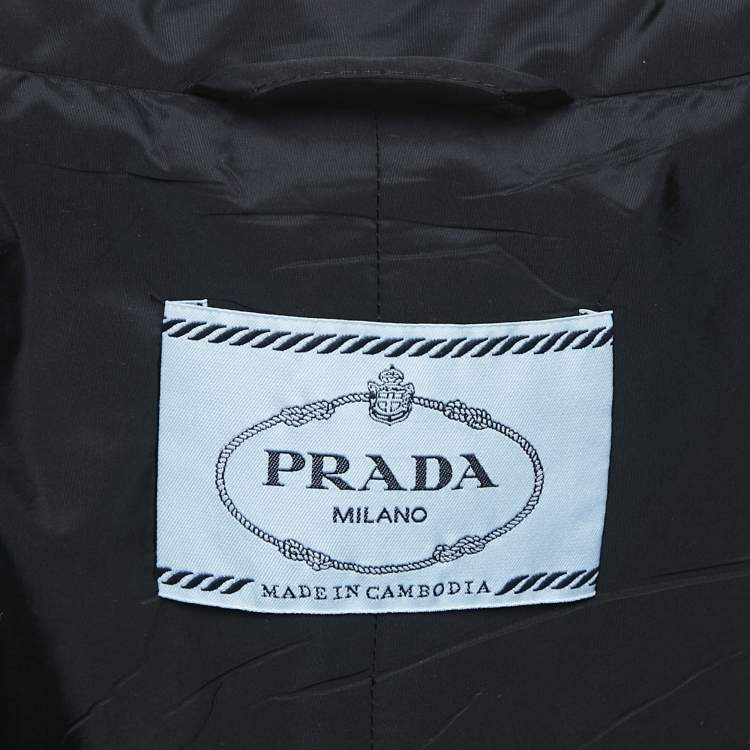 Pre Owned Prada Black Nylon Belted Puffer Coat M