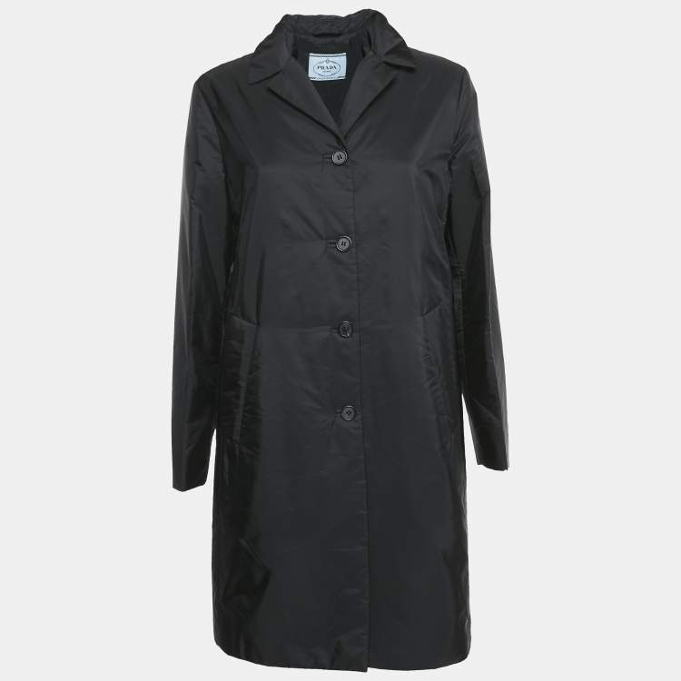 Pre Owned Prada Black Nylon Belted Puffer Coat M