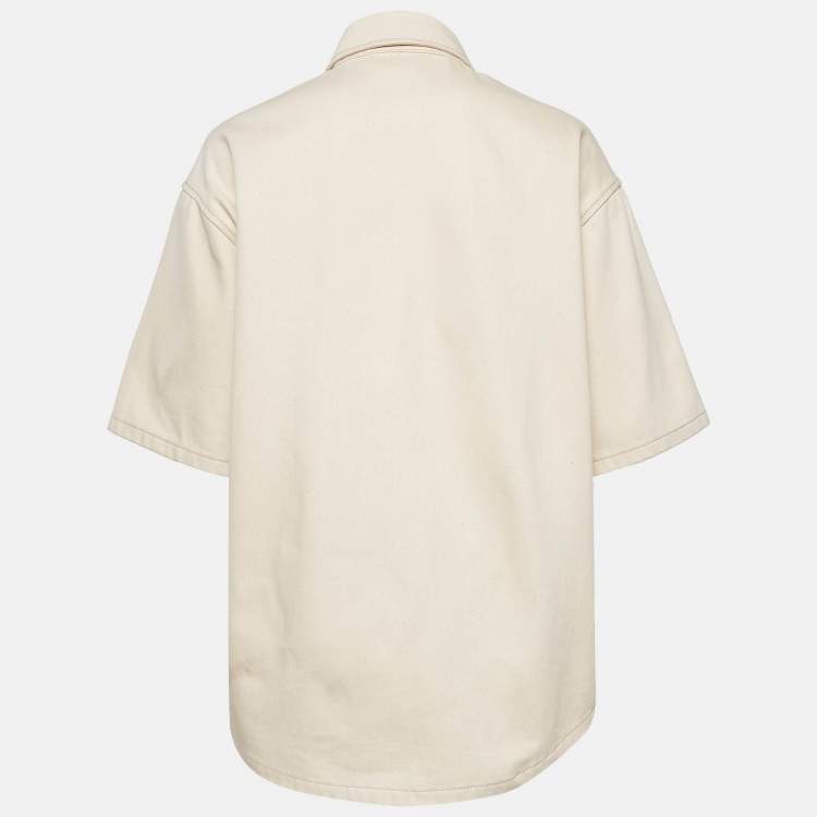 Pre Owned Prada Beige Denim Button Front Oversized Shirt L