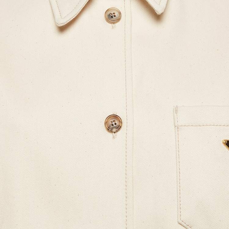 Pre Owned Prada Beige Denim Button Front Oversized Shirt L