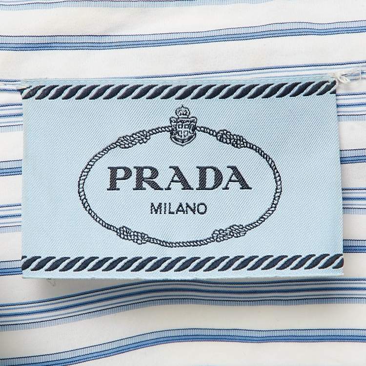 Pre Owned Prada Blue Striped Cotton Tunic Dress S