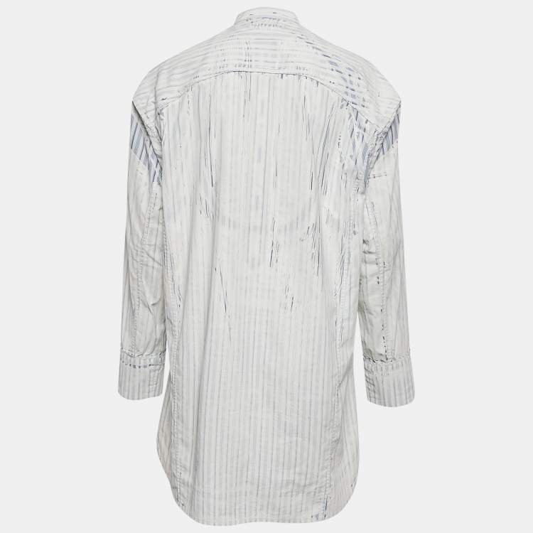 Pre Owned Prada Blue Striped Cotton Tunic Dress S