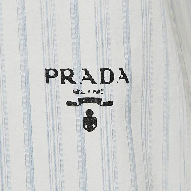 Pre Owned Prada Blue Striped Cotton Tunic Dress S