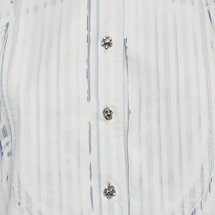 Pre Owned Prada Blue Striped Cotton Tunic Dress S