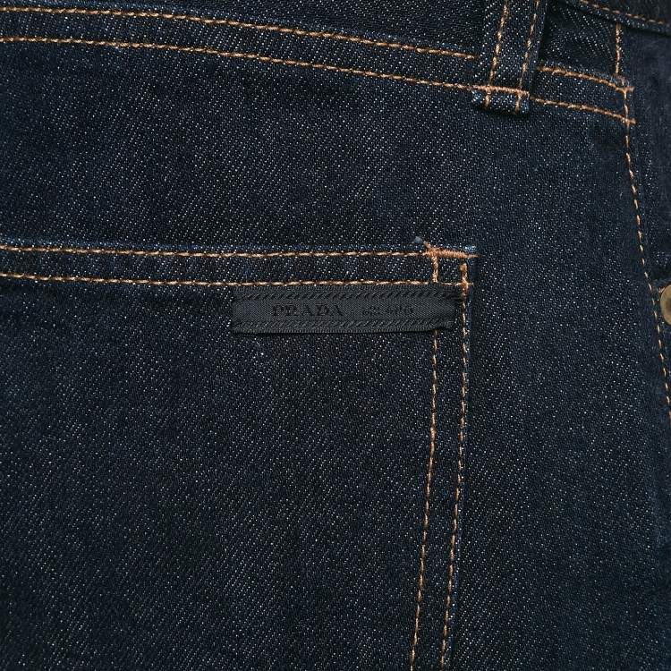 Pre Owned Prada Navy Blue Denim Low Rise Jeans L Waist 35"