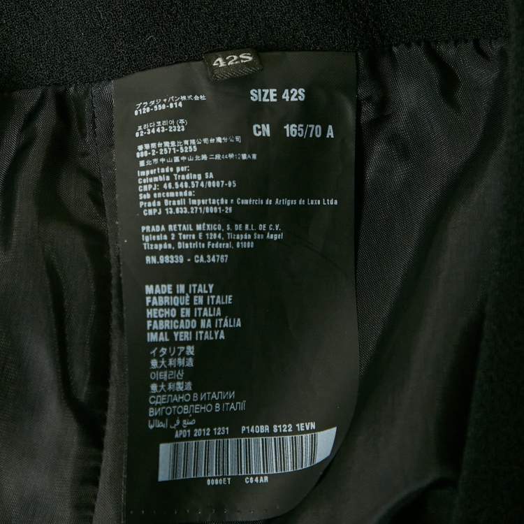 Pre Owned Prada Black Wool Embellished Wrap Skirt M