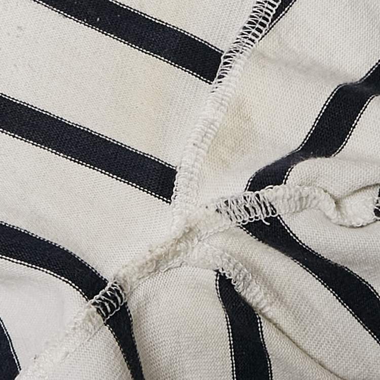 Pre Owned Prada White/Blue Stripe Cotton Knit Top L