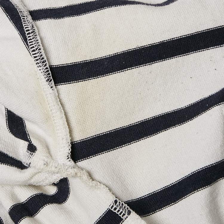 Pre Owned Prada White/Blue Stripe Cotton Knit Top L
