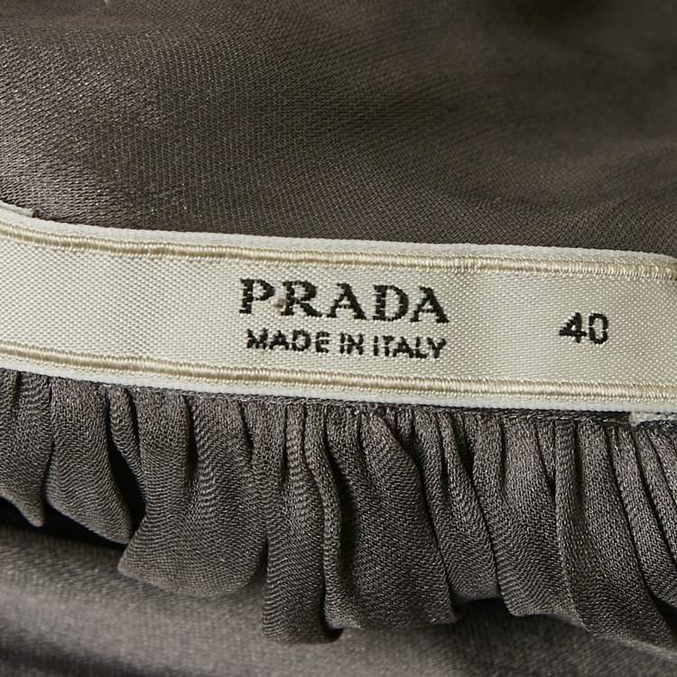 Pre Owned Prada Grey Silk Pleated Blouse S