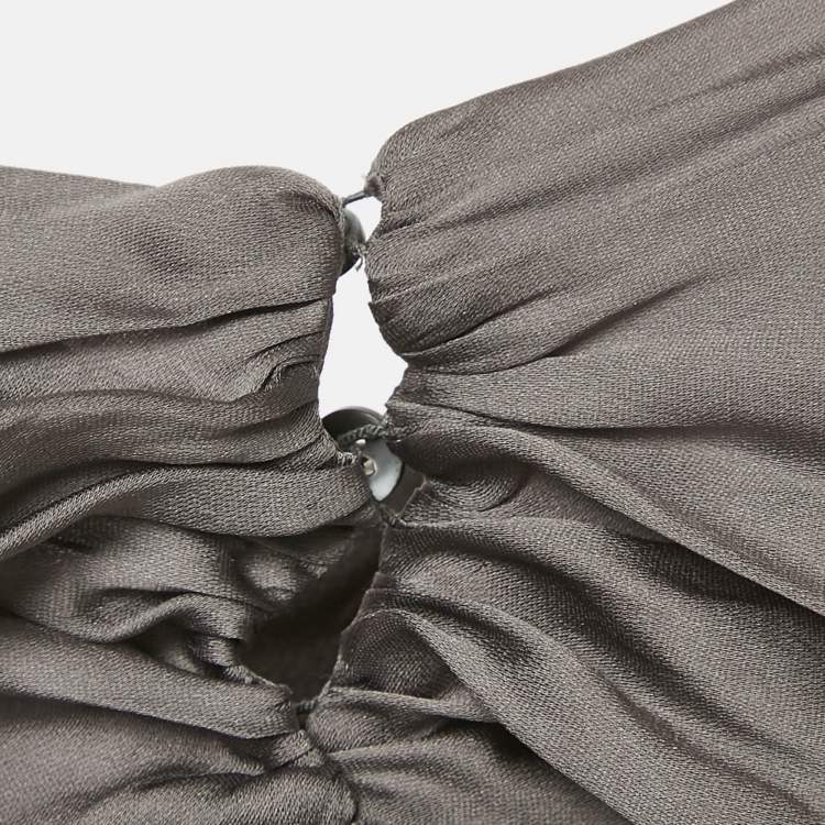 Pre Owned Prada Grey Silk Pleated Blouse S