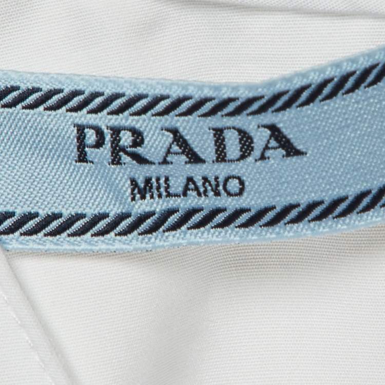 مملوكة مسبقًا Prada White Cotton Triangle Logo Detail Sleeveless Top S