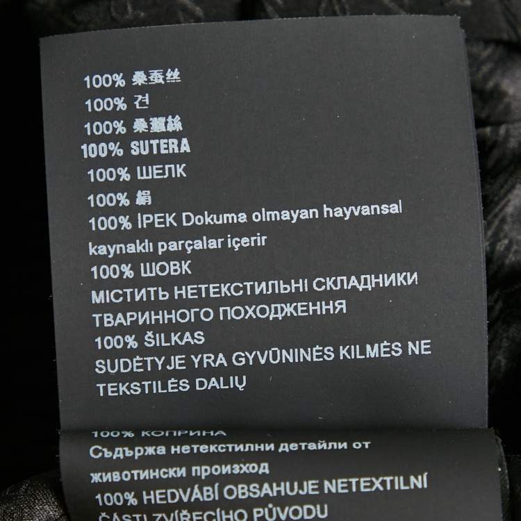 Pre Owned Prada Black Logo Crepe De Chine Silk Crop Shirt S