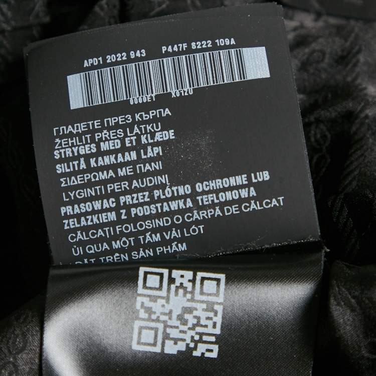 Pre Owned Prada Black Logo Crepe De Chine Silk Crop Shirt S