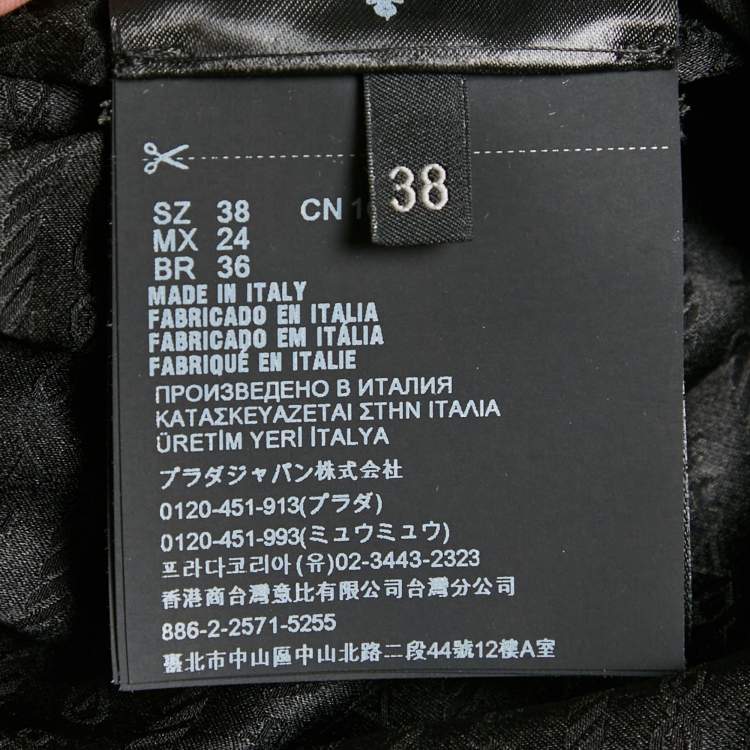 Pre Owned Prada Black Logo Crepe De Chine Silk Crop Shirt S