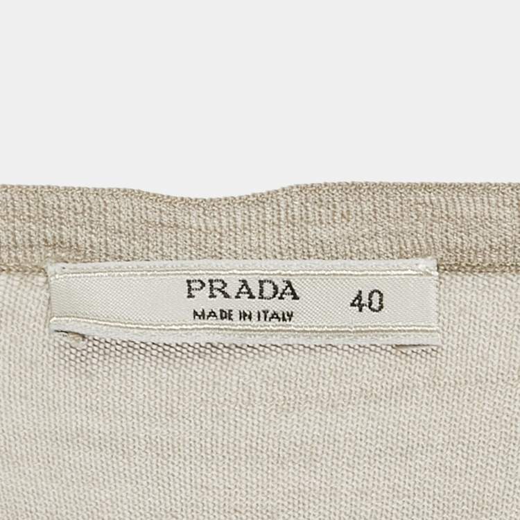 Pre Owned Prada Green Knit Round Neck Tank Top S