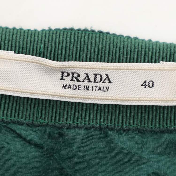 Pre Owned Prada Green Silk Pleated Mini Skirt S