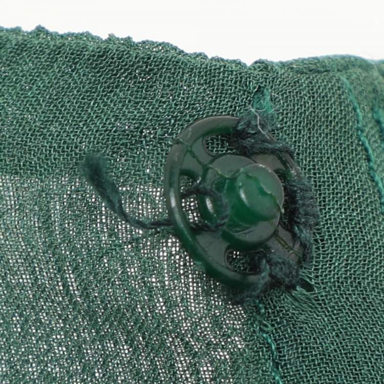 Pre Owned Prada Green Silk Pleated Mini Skirt S