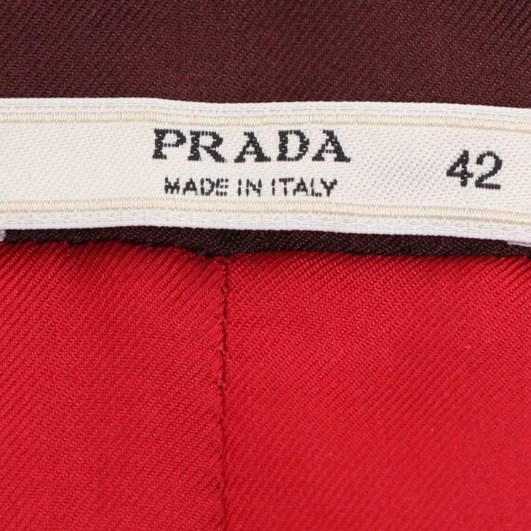 Pre Owned Prada Green/Burgundy Tweed Mirror Jacket M