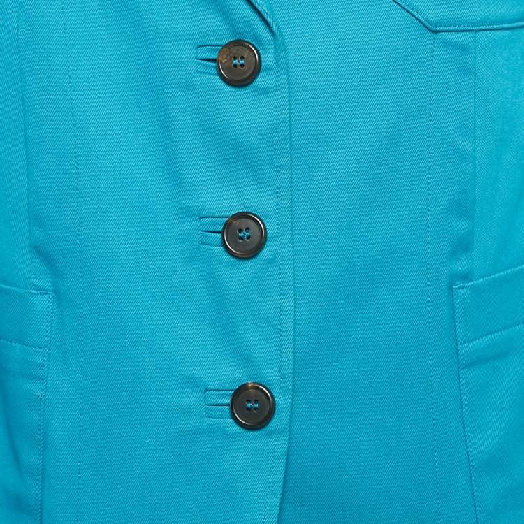 Pre Owned Prada Blue Gabardine Cotton Single Breasted Blazer M