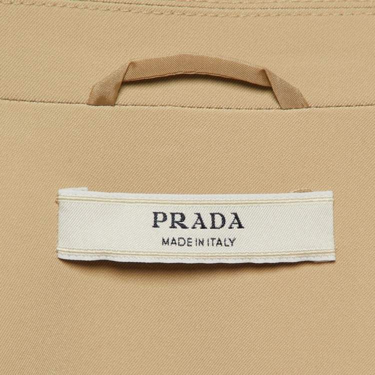 Pre Owned Prada Light Brown technical Jersey Button Front Coat M