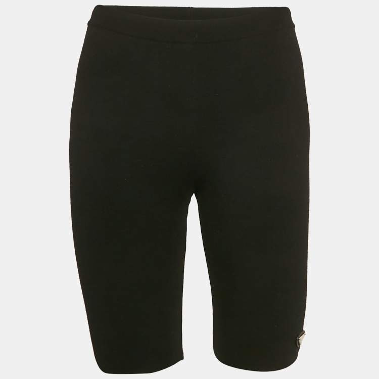 Pre Owned Prada Black Wool Blend Jersey Fitted Bermuda Shorts XS